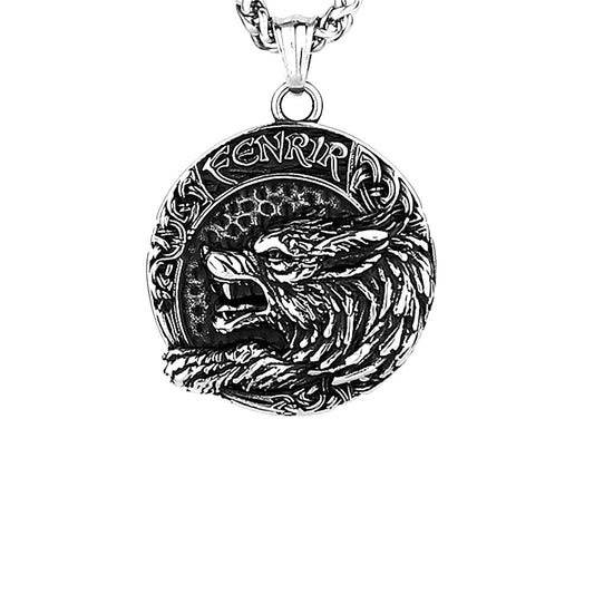 Mens Fenrir Wolf Style Thick Chain Necklace