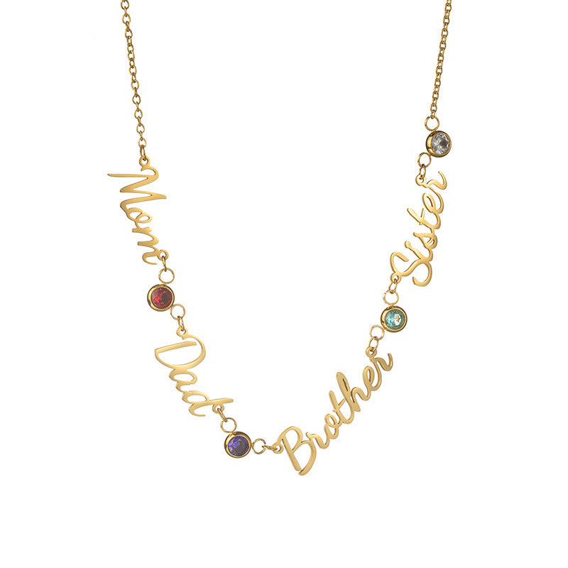 Family Names Birthstones Necklace