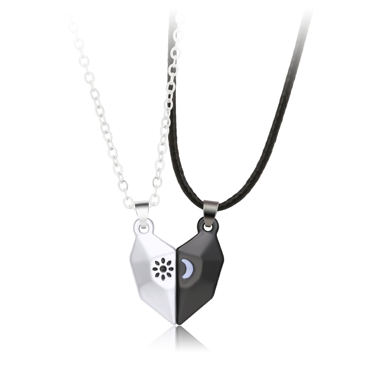 Custom Magnetic Hearts Sun and Moon Couple Jewelry Set