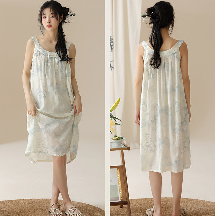 Sleeveless Long Nightwear Organic Cotton Summer