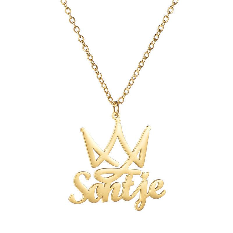 Hiphop Crown Personalized Name Necklace