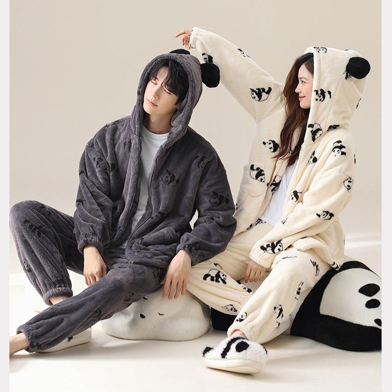 Cute Couples Panda Pajamas Set - Premium Polyester