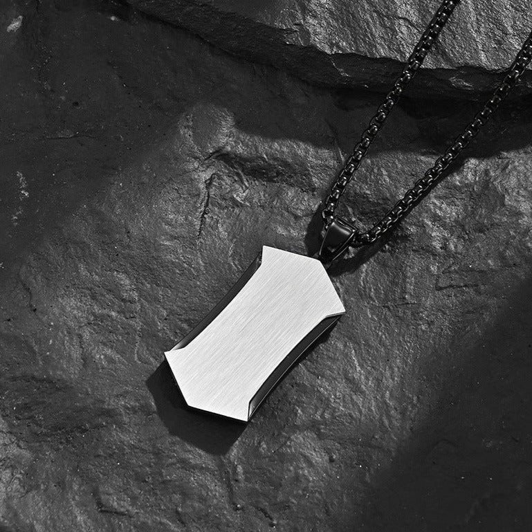 Custom Army Tag Brushed Pendant Mens Necklace