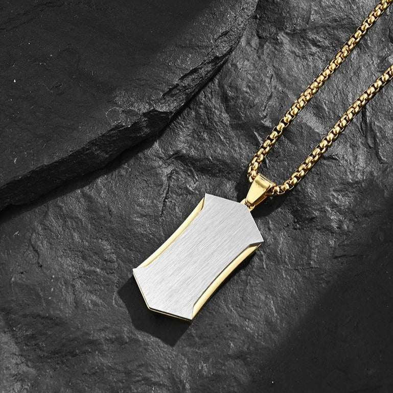 Custom Army Tag Brushed Pendant Mens Necklace
