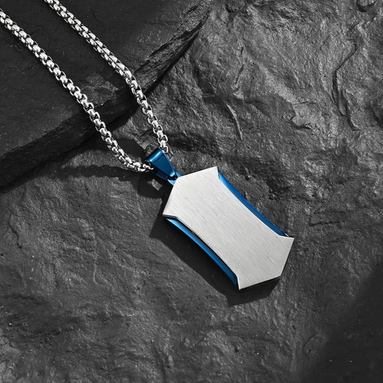 Custom Army Tag Brushed Pendant Mens Necklace