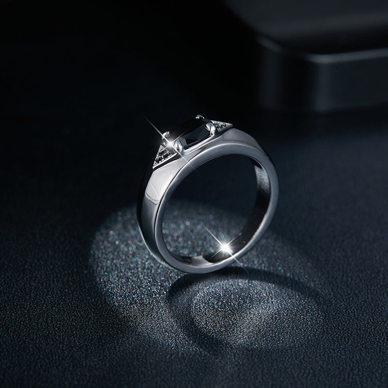 1 Carat Black Moissanite Eye of Horus Style Ring