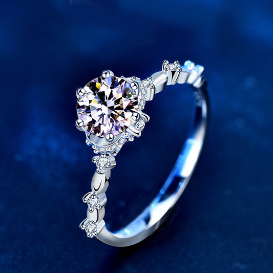 Engravable 1 Carat Moissanite Promise Ring for Her