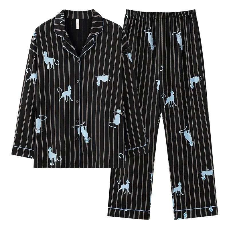 Cat Pattern Matching Couples Pajamas - Premium Cotton