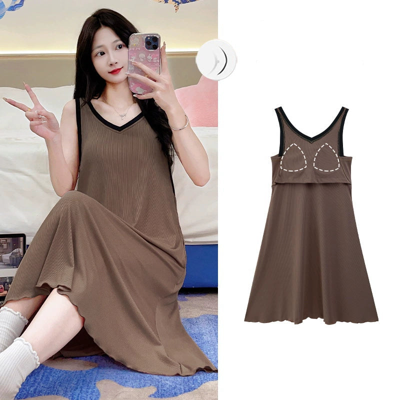 Sleeveless Nightwear with Chest Pad Organic Cotton