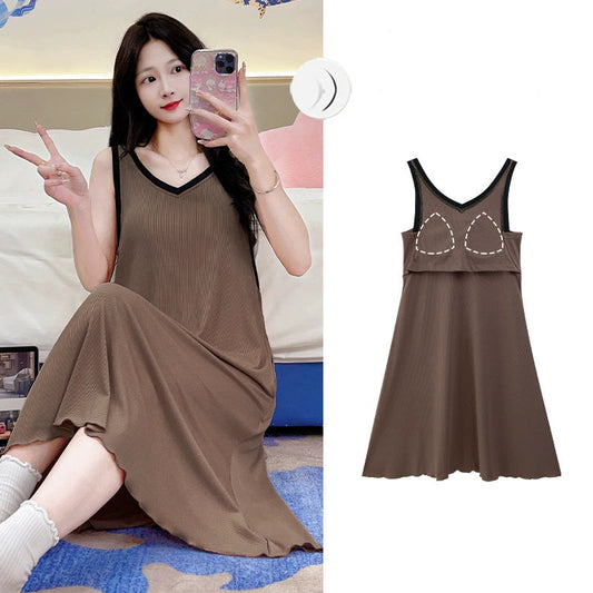 Sleeveless Nightwear with Chest Pad Organic Cotton
