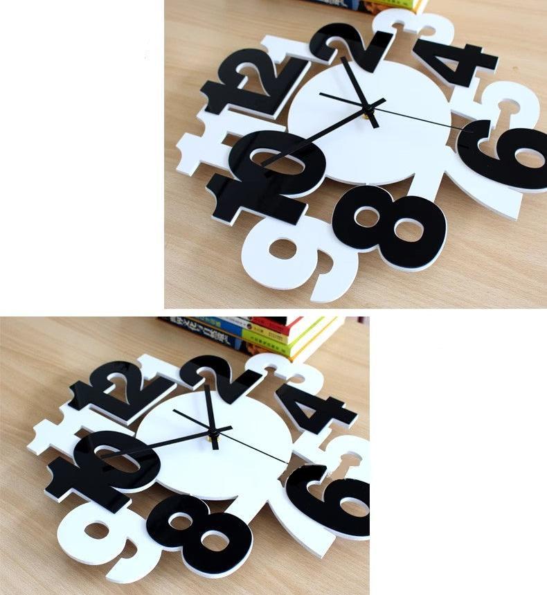 Creative Numbers Silent Wall Clock — 12" Layered Acrylic