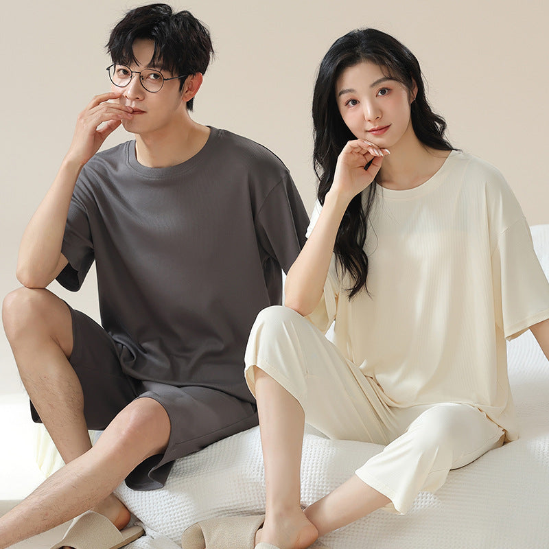 Comfy Pullover Couple Pajamas - Short Sleeve Summer