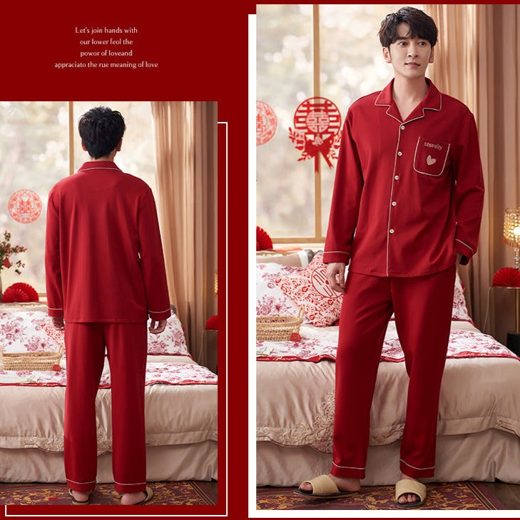 Wedding Nightdress Bride and Groom Red Pajamas