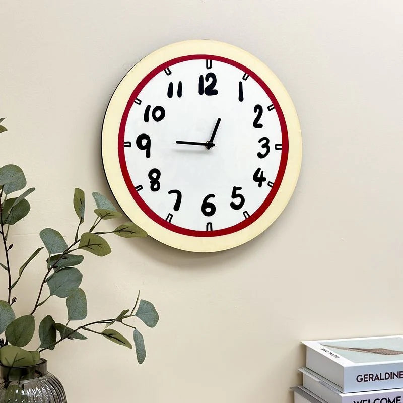 Hand-Drawn Style Silent Wall Clock – Unique Acrylic Design