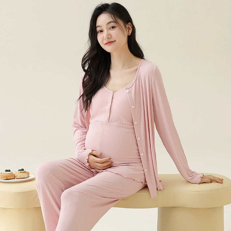 Gullei™ 3-Piece Maternity Padded Bra Pajamas 100% Cotton