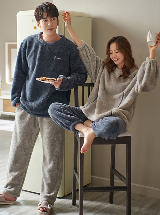 Matching Couple Corel Fleece Pyjamas Set
