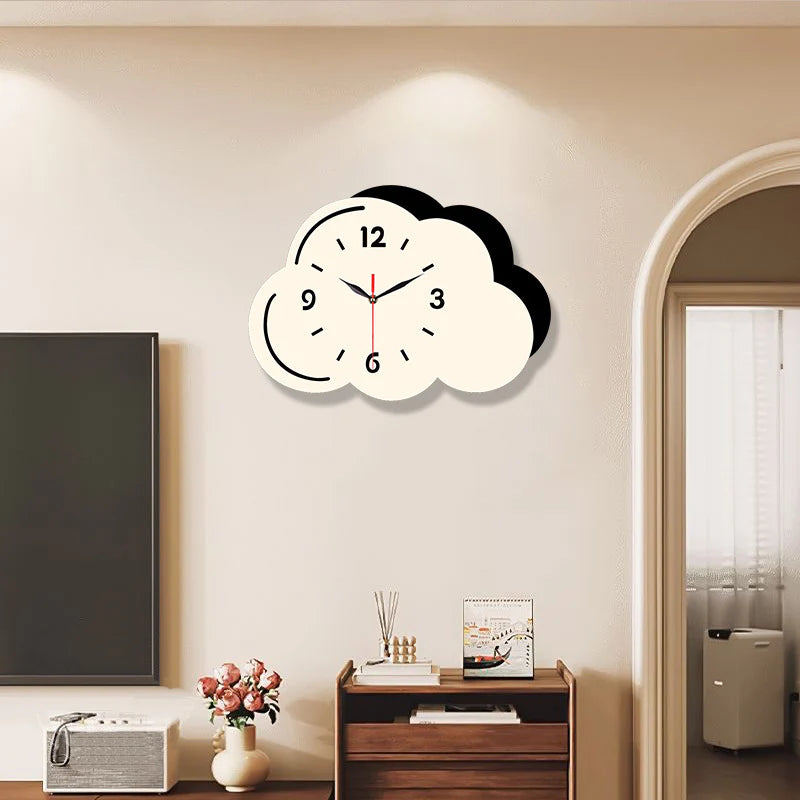 Clouds Shaped Silent Wall Décor Clock – Whimsical and Serene Design