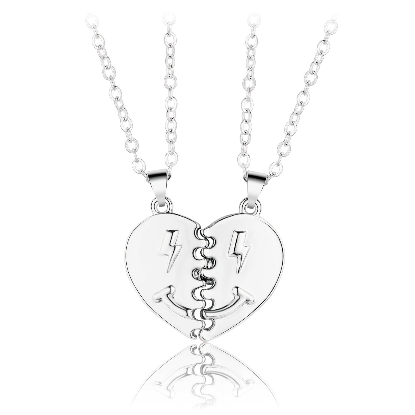 Engravable Cute Magnetic Hearts Couple Necklaces Set