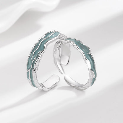 Engravable Ocean Theme Promise Rings for Couples