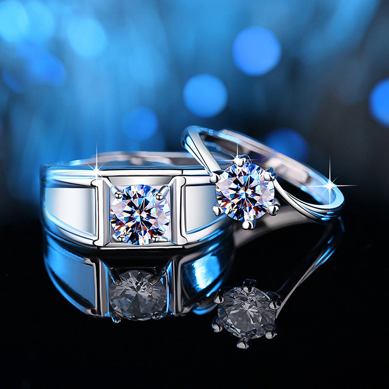 Matching Moissanite Solitaire Diamond Wedding Rings Set
