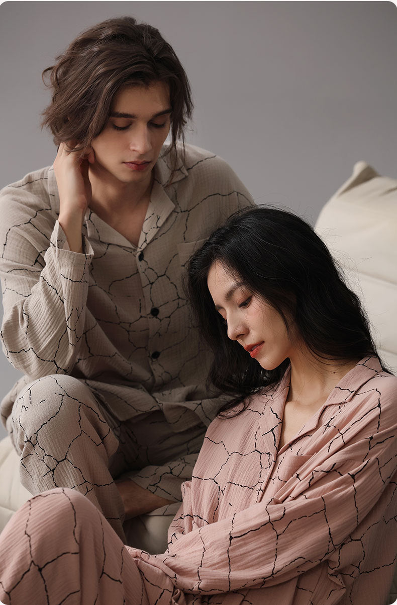 100% Cotton Matching Comfortable Couples Pajamas Set