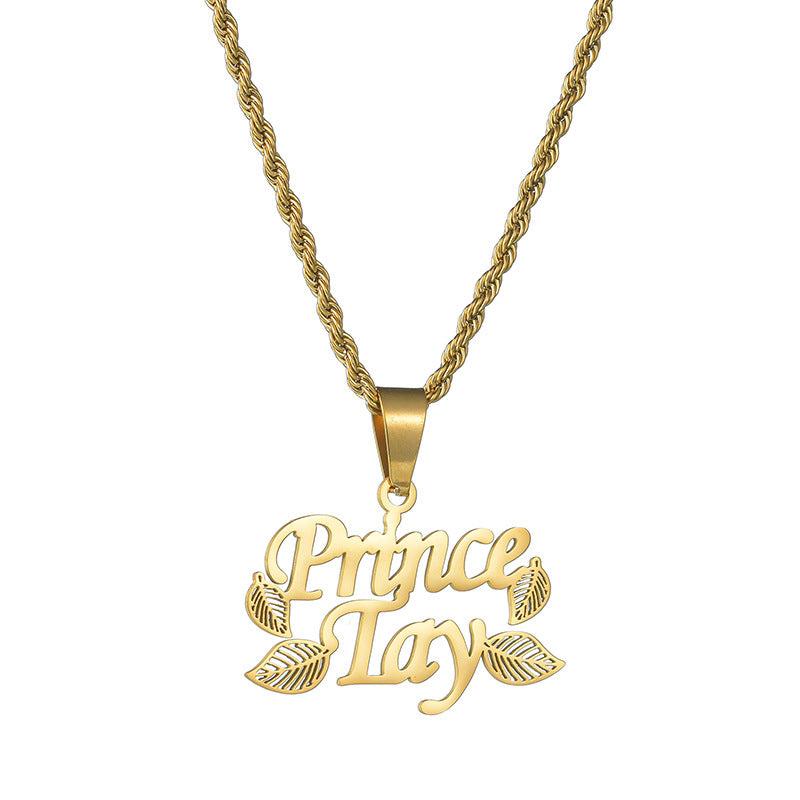 Hollow Leaf Personal Name Necklace