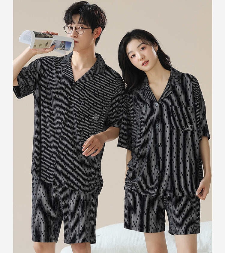Artistic Modal Couple Pajamas - Short Sleeve Button-Down