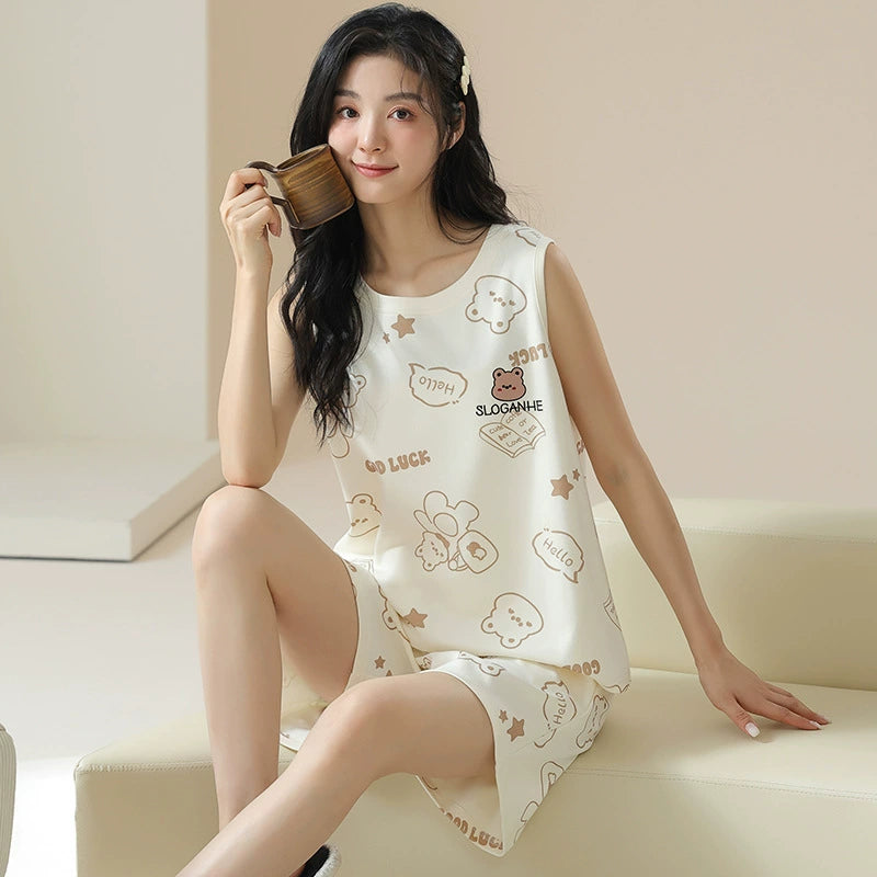 Gullei™ Sleeveless Shorts Summer Pajamas Organic Cotton