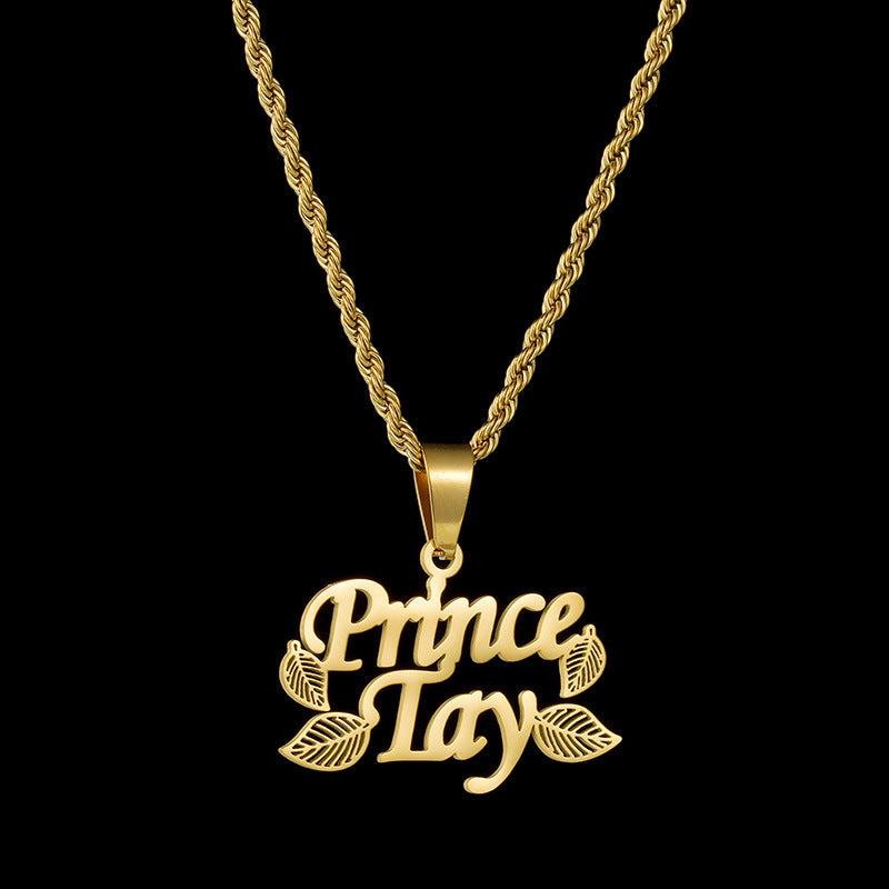 Hollow Leaf Personal Name Necklace