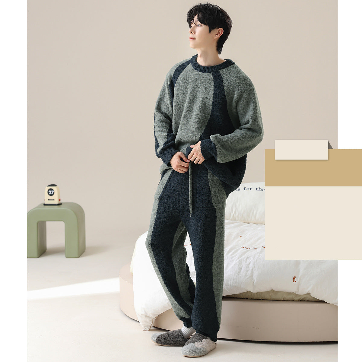 4-Piece Warm Pajamas/Loungewear Set for Couples