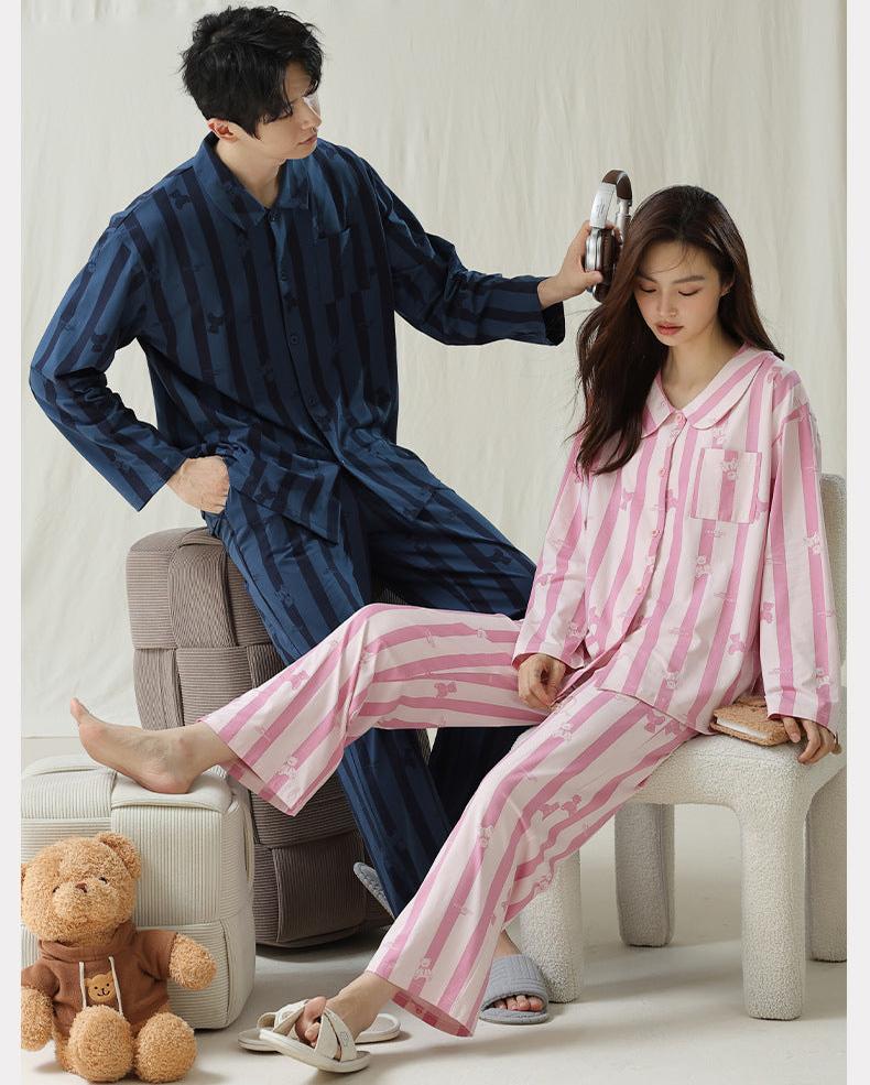 Bear Pattern Couples Pajamas Set - Premium Cotton