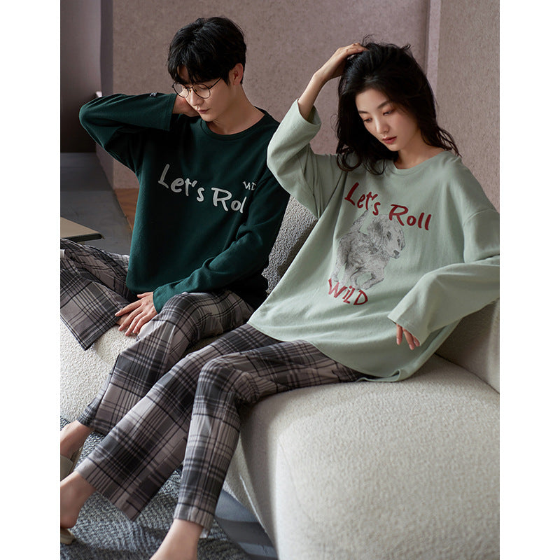 Matching Cotton PJs Sleepwear Set for Couples