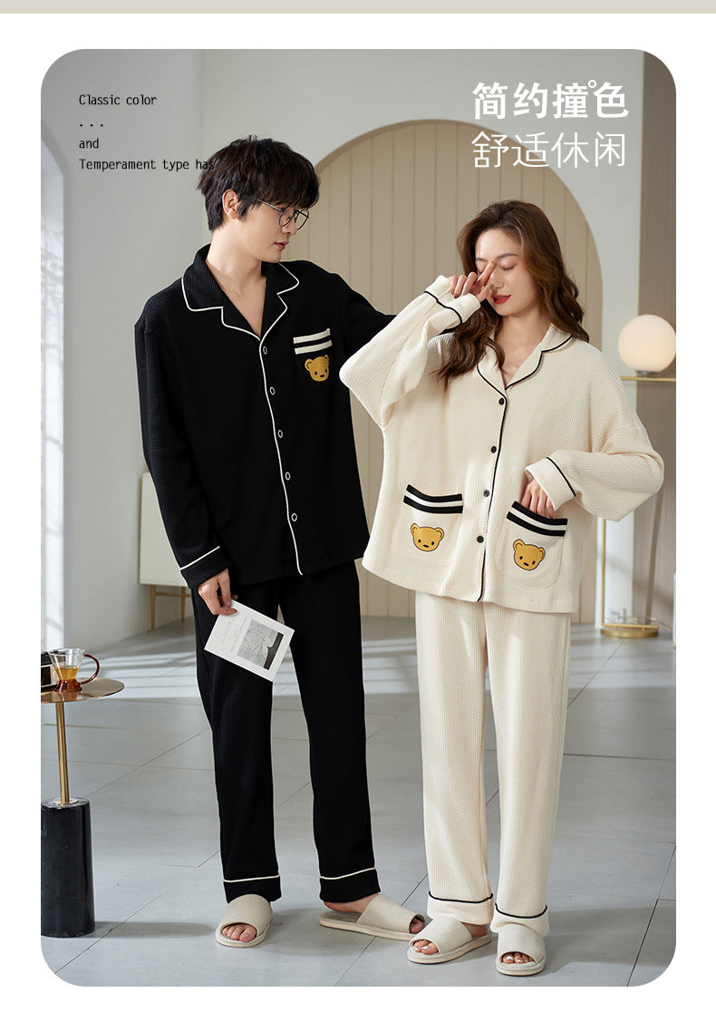 CozyBear Waffle-Knit Matching Pajamas