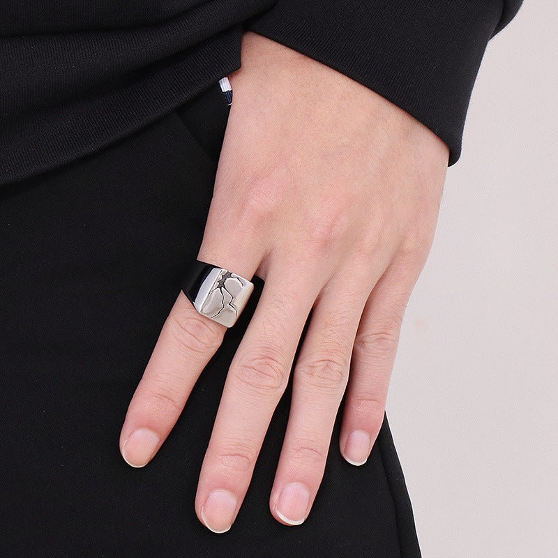 Custom Cracked Pattern Mens Ring Gift
