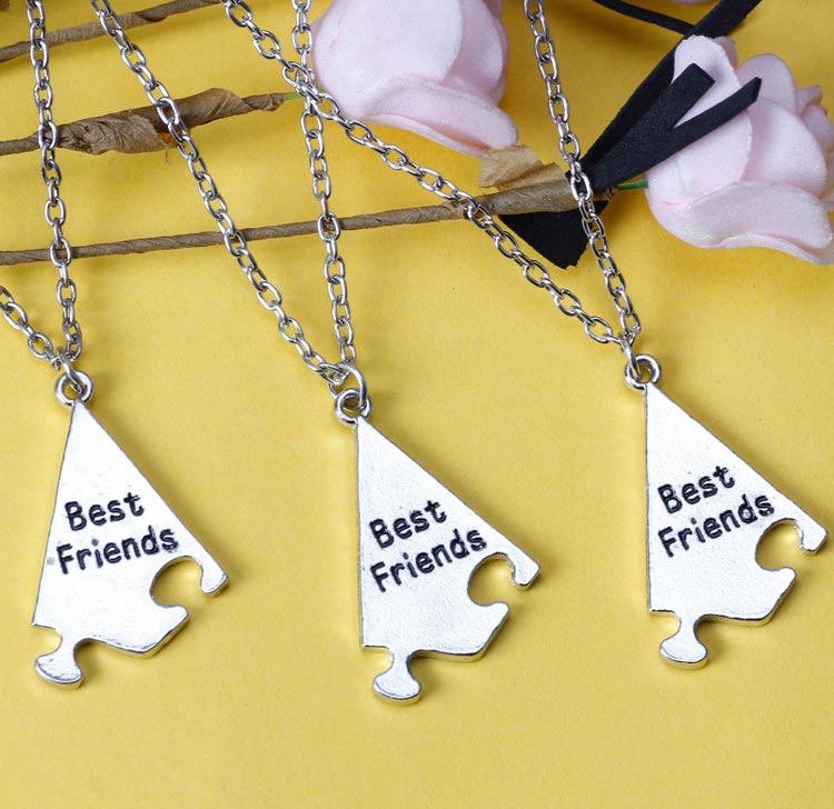 Best Friends Puzzle Necklaces Set for 3