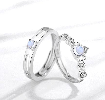 Crown Couple Engagement Rings Set for 2