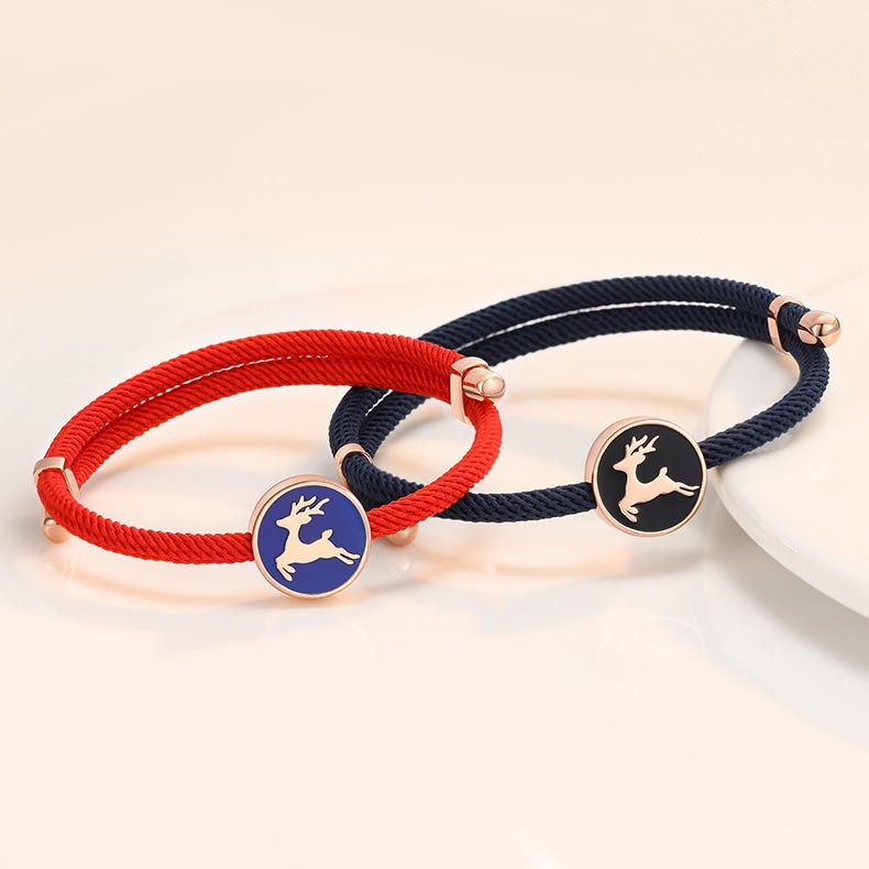 Matching Deer Charm Friendship Bracelets Set