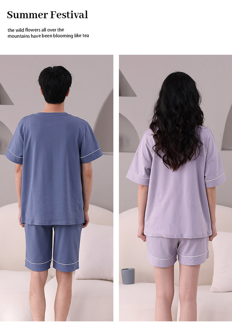 Matching Cotton Summer Sleepwear Set for Couples