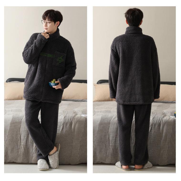 Black and White 4-Piece Flannel Pajamas Set