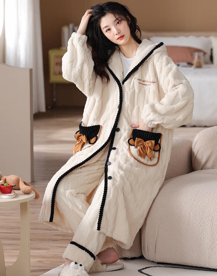 Winter Long Pajamas for Couples - 100% Coral Flannel