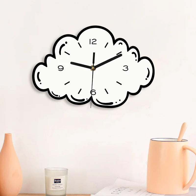 Cloud Shaped Silent Wall Clock – Whimsical Acrylic Design
