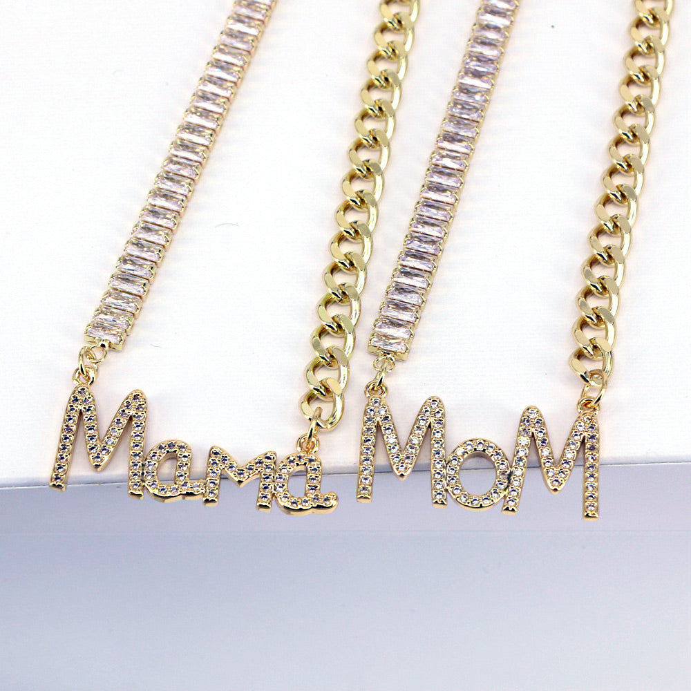 Gift for Mom Half Baguette Tennis Necklace