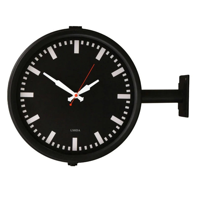 Double-Sided Station Wall Clock – Art Deco, Silent