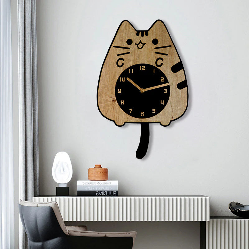 Hanging Tail Cat Silent Pendulum Clock – Playful & Charming Design