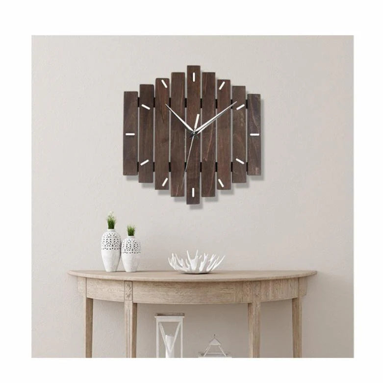 Unique Solid Wood Vintage Analog Silent Wall Clock — 30×30 cm