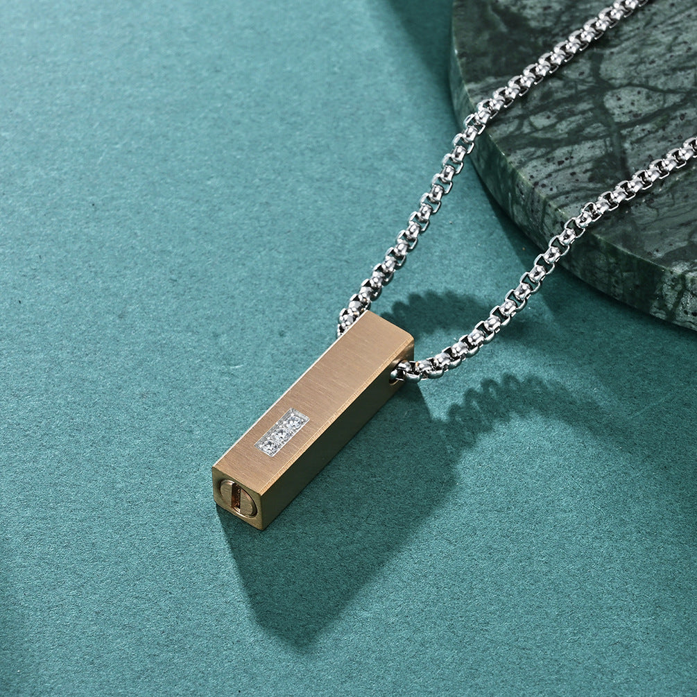 Engraved Urn Cremation Unisex Pendant Necklace