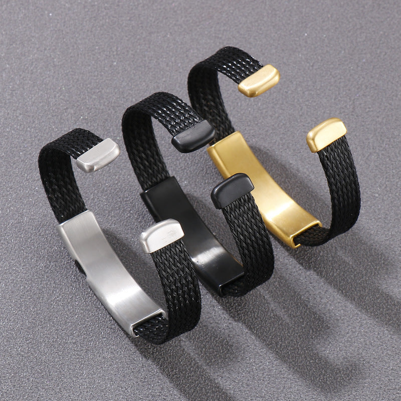Custom Name Engraved Mens Bangle Bracelet