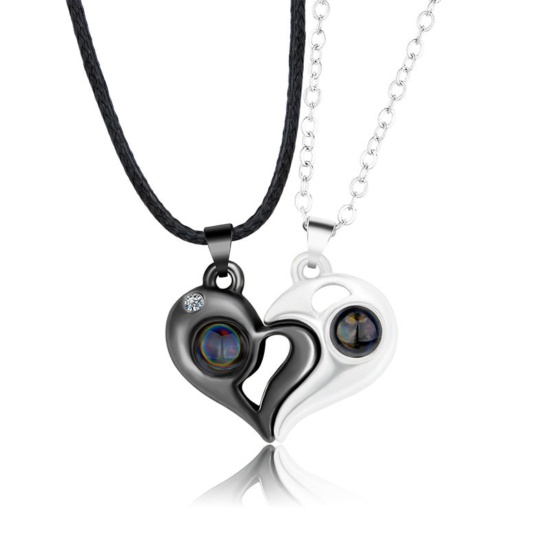 Engravable Light Projection Magnetic Hearts Couple Jewelry Gift