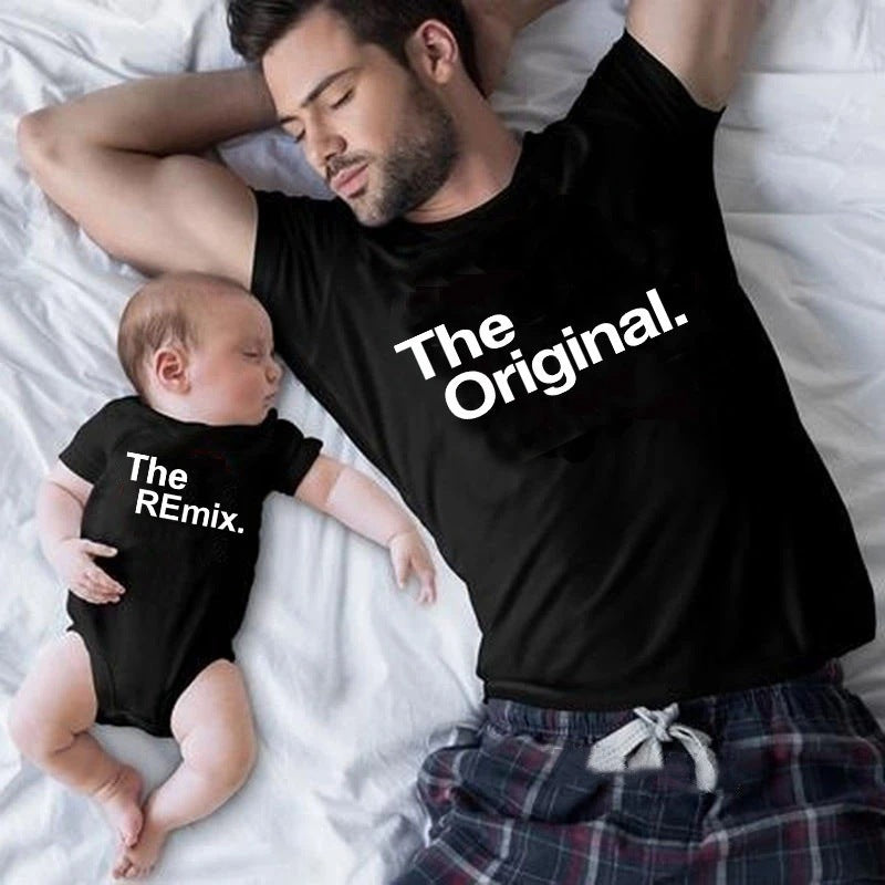 The Original The Remix Dad and New Born Tshirts Set