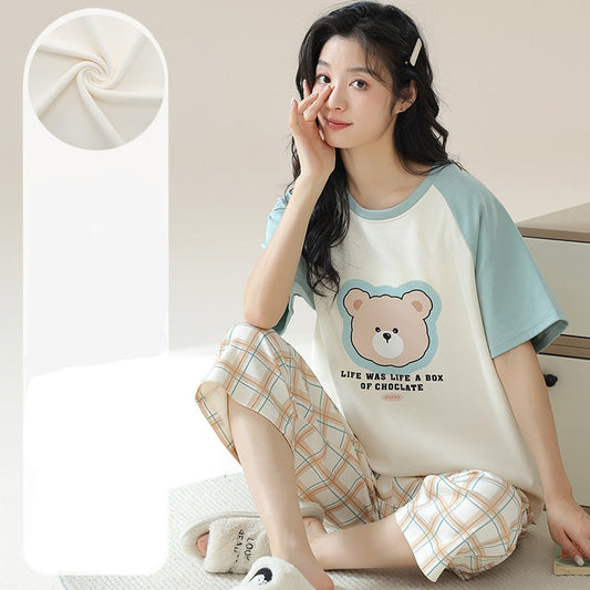 Cute Bear Soft PJs Set for Women - 100% Cotton